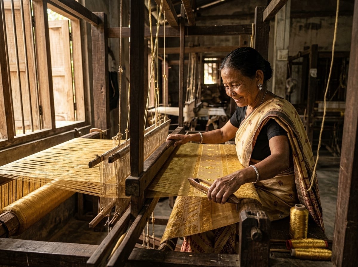 Assamese Master Weaver on Traditional Sualkuchi Handloom